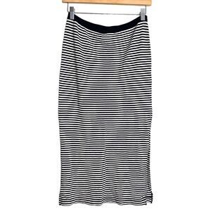 GAP WOMENS CASUAL SLIT MIDI SKIRT BLACK & WHITE STRIPED XS